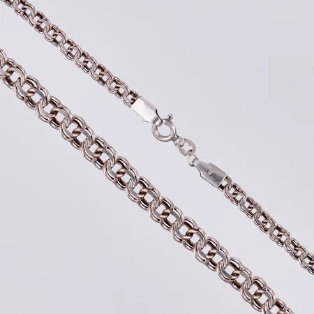 Kedja Bismarck doserad, längd: ca 43,5cm, bredd: ca 3-6mm, CCC, 925/1000 silver Vikt: 15,9 g