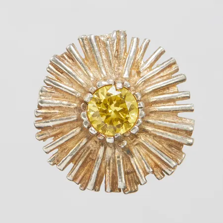 Silverring, gul kubisk zirkonia, Owe Johansson, justerbar storlek Ø18, 925/1000 Vikt: 12,9 g