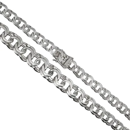 Halskedja Bismarck, Guldfynd - GHA, silver 925/1000, kraftig modell, längd 49,5 cm, bredd 8-13 mm, mycket fint skick  Vikt: 52,6 g