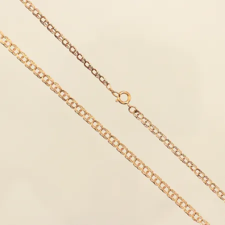 Kedja Bismarck, längd ca 44cm, bredd 3,1mm, 14K  Vikt: 5,2 g