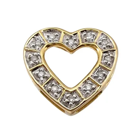 Hänge Hjärta, 18K guld, Diamanter 12 x 0,003ct, Guldfynd (GFAB), storlek 13x13 mm, tjocklek 3 mm, fint skick Vikt: 1,2 g