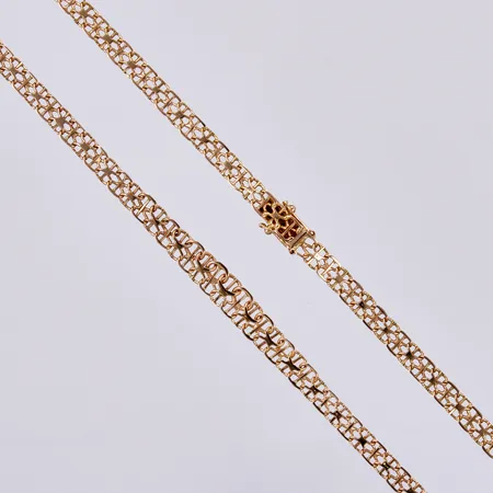 Collier x-länk med stav, doserad, längd: ca 43cm, bredd: ca 5-7mm, Brofod Aktiebolaget, år 1972, 18K Vikt: 16,2 g