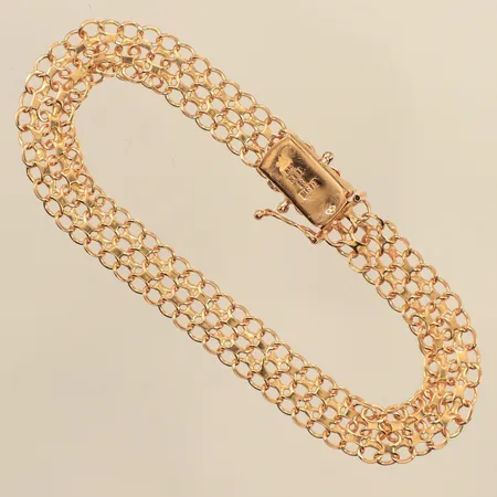 Armband X-länk, ca 18,5cm, bredd ca 7,9mm, Present Ab G S K år 1964, en låsåtta saknas, 18K Vikt: 9 g