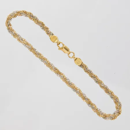 Armband, flätat, längd:19cm, bredd:3,5mm, vitguld/rödguld, 18K Vikt: 3,9 g