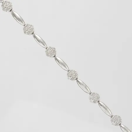 Armband med vita stenar, längd: 18,3cm, bredd: 3,3x6mm, defekt lås, silver, 925/1000 Vikt: 9,8 g