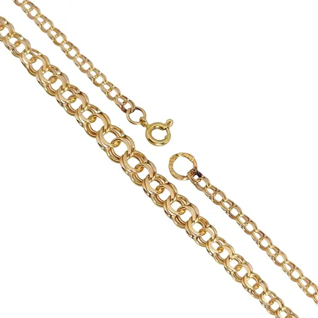 Halskedja Bismarck, 18K guld, doserad modell, Hildens Guldvaror Ab (SOH), Sala, svensk kontrollstämpel, längd 41,5 cm, bredd 3 - 5,5 mm, någon missfärgning, för övrigt i fint skick Vikt: 7,6 g