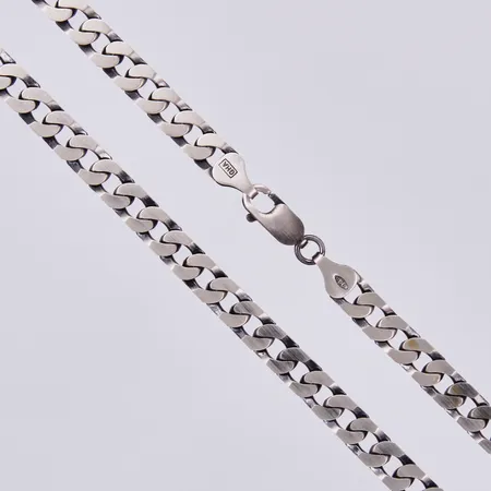 Kedja Pansar, längd: ca 50cm, bredd: ca 6mm, GHA, 925/1000 silver Vikt: 30,9 g