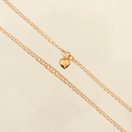 Collier doserad Bismarck, längd 43cm, bredd 2,5-4,3mm, berlock hjärta, buckligt, fäst på lås, 18K Vikt: 5,2 g