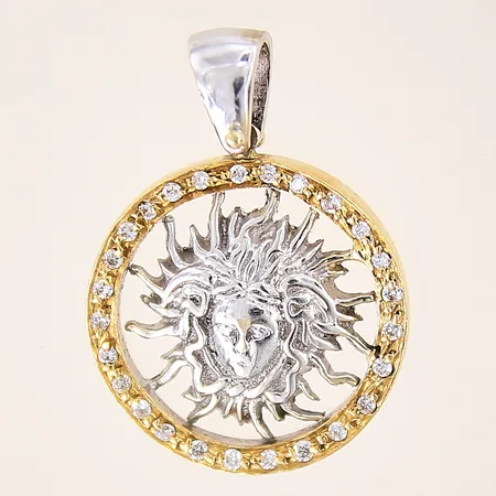 Hänge med diamanter 25xca0,01ct, tvåfärgad, längd: 25mm, bredd: 19mm, 18K Vikt: 5,4 g
