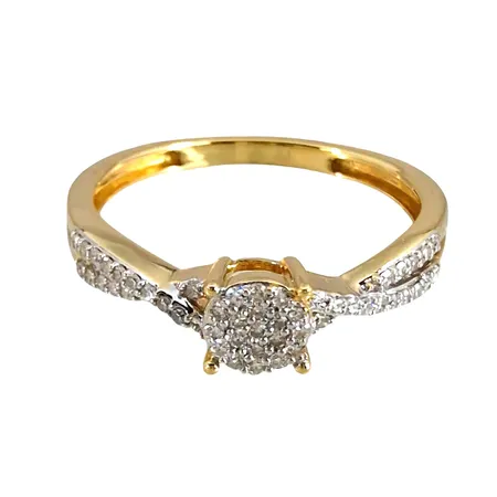 Diamantring, 18K guld, Diamanter 49 st - totalt 0,14ct W SI, Hallbergs Guld 20110896, Ø16½ mm, bredd 1,7 - 4,5 mm, fint skick, ordinarie nypris hos Hallbergs Guld 8 495 kr Vikt: 2,1 g