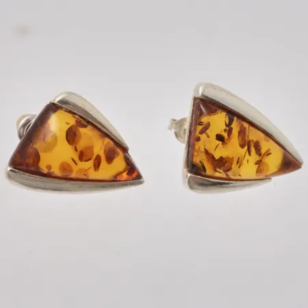 1par örhängen i silver, mått 16,5x18,4mm, Bärnsten, mått 11x17mm 925/1000, olika snurrebussar, vikt 5,13g.