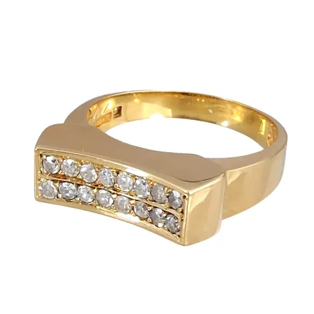 Diamantring, 18K guld, Diamanter 16 x 0,015ct - graverad 0,24 på skenans insida, Guldvaruaktiebolaget G. Dahlgren & Co Ab, Malmö, svensk kontrollstämpel, Ø17½ mm, bredd 3 - 5,5 mm, fint skick Vikt: 5,9 g