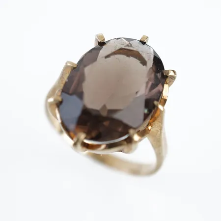 Ring m rökfärgad sten, stl 19(59), bredd 20mm, 8k Vikt: 5,5 g
