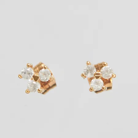 Örhängen, vita stenar, Øca5mm, svenska stämplar, 18K Vikt: 0,9 g
