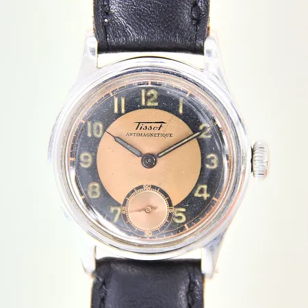 Herrur Tissot Antimagnetique, stål, manuell, numrerad: 1253607, Ø30mm, läderband ej original, liten sekundvisare, inga tillbehör