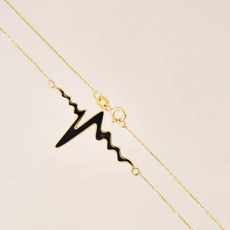 Collier Ankar med integrerat hänge med emaljdetaljer, längd: 45,5cm, bredd: 0,5-18,5mm, 18K  Vikt: 2,2 g