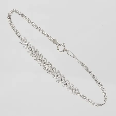 Armband, vita stenar, längd:16,5cm, bredd:2-6mm, vitguld, 18K Vikt: 3,9 g