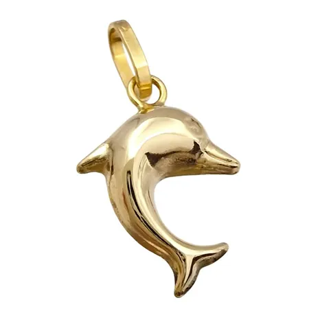 Hänge Delfin, 18K guld, längd inkl. ögla 17 mm, bredd 9 mm, tjocklek 4 mm, fint skick Vikt: 0,4 g