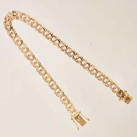 Armband Bismarck, längd 19cm, bredd 6mm, trögt lås, 18K  Vikt: 14,5 g
