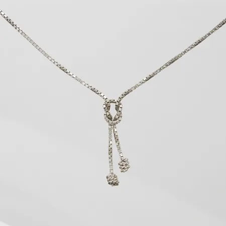 Silvercollier, veneziakedja med råbandsknop, längd: 43cm, bredd: 1,2-28mm, 925/1000 Vikt: 4,9 g