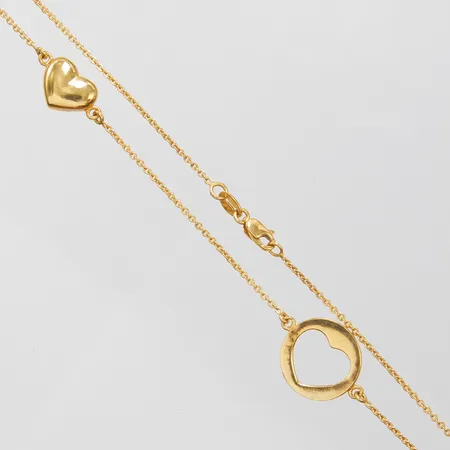 Collier, Ankarlänk, integrerade hängen, Hjärtan, längd:45cm, bredd:1-12mm, 18K Vikt: 3,9 g
