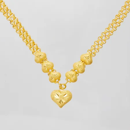 Collier, hjärtan, längd ca 42,5cm, bredd 7-21mm, ojämnheter, klämda länkar, Thaiguld 1 baht, 23K Vikt: 15,2 g