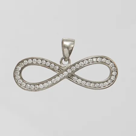 Silverhänge, evighetssymbol, vita stenar, 15,5x31,3mm, 925/1000 Vikt: 2,8 g