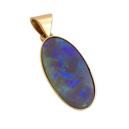 Hänge, 18K guld, Opal triplett 11x21 mm, längd inkl. ögla 30 mm, fint skick Vikt: 3,3 g