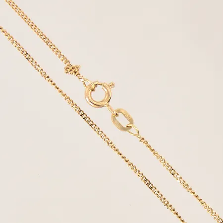 Kedja Pansar, längd 41cm, bredd 1mm, GHA, trasslig, 18K  Vikt: 2,5 g