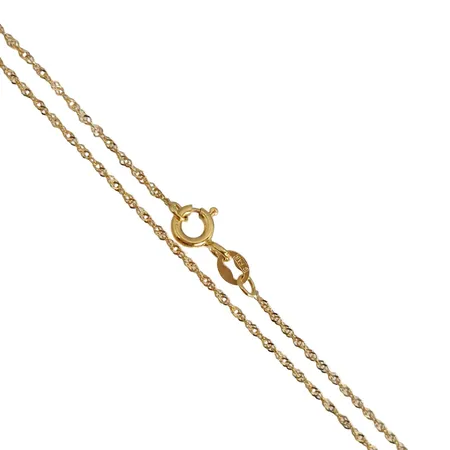 Halskedja Singapore, 18K guld, Guldfynd (GFAB), längd 42,5 cm, bredd 1 mm, fint skick Vikt: 1,1 g