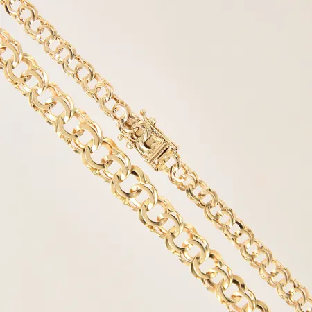 Collier doserad Bismarck, längd: 43cm, bredd: 4,8-7,2mm, bucklig, 18K  Vikt: 14 g