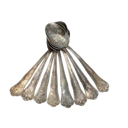 Kaffeskedar, silver, 8 stycken, bruksskick  Vikt: 109,2 g
