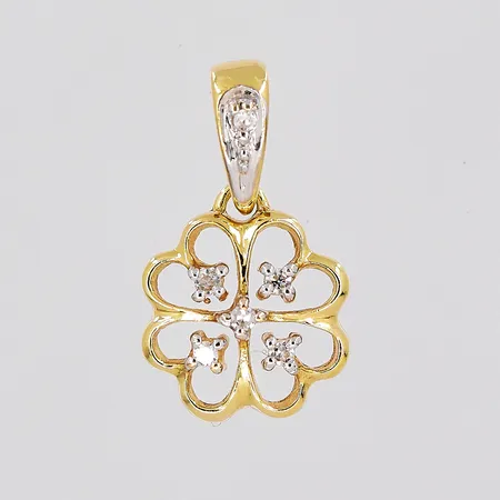 Hänge, diamanter ca 6x0,005ct, Ø 9mm, GFAB, 18K Vikt: 0,8 g