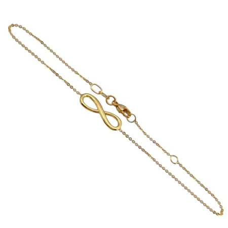 Armband, 18K guld, ankarkedja med integrerad dekor "Infinity", Guldfynd (GHA), längd 16,5 - 18,5 cm, bredd 1-6 mm, fint skick Vikt: 1,3 g