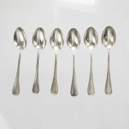 6 Kaffeskedar, längd: 118mm, GAB, silver, 830/1000 Vikt: 82,4 g