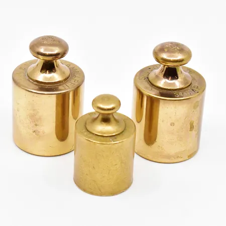 3 Vikter, Skultuna mässing, tyngd mellan 100-200gr, bruksskick