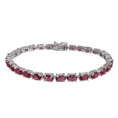 Armband, silver 925/1000, rosa stenar, längd 19,5 cm, bredd 4,5 mm, uppbyggnad 4,5 mm, stenar utan anmärkning, fint skick, förefaller sparsamt använd Vikt: 13,5 g