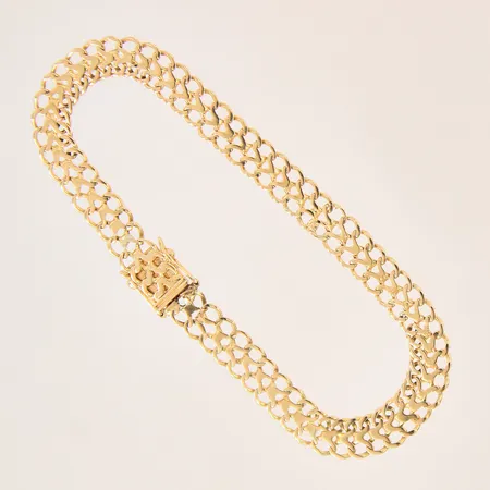 Armband Fiskben, längd 18cm, bredd 6mm, ojämnheter, 18K  Vikt: 7,4 g