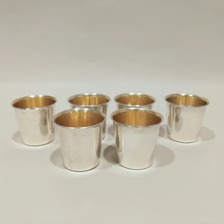 6 Bägare, höjd 4,6cm, Ø5mm,  Karl-Axel Karlsson Silversmed , år 1977-1978, 925/ 1000 silver  Vikt: 299,5 g