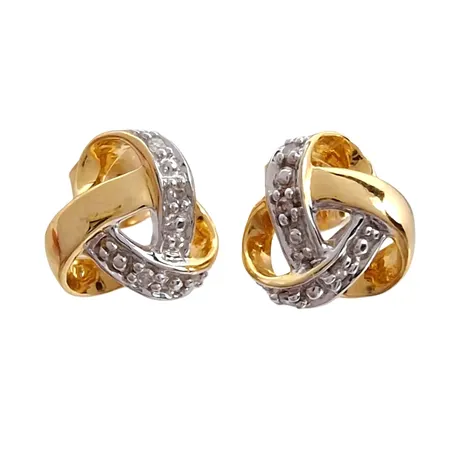 Örhängen Knutar, 18K guld, Diamanter 8 x 0,003ct, Guldfynd (GHA), storlek 8x8 mm,  originalploppar, fint skick Vikt: 1,8 g