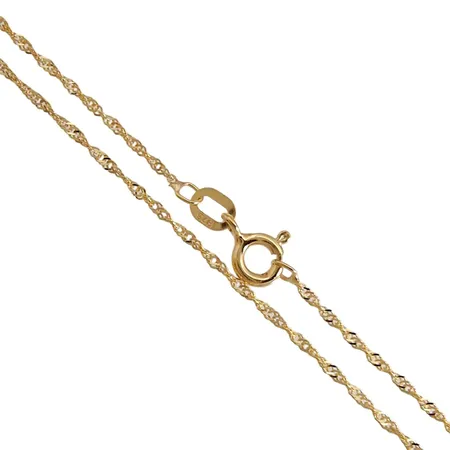 Halskedja Singapore, 9K guld, Guldfynd (GHA), längd 37,5 cm (kort längd), bredd 1,1 mm, fint skick Vikt: 0,8 g