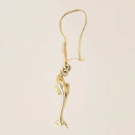 Udda örhänge fisk, längd: 35mm, bredd: 0,7-3,9mm, skev, 14K  Vikt: 1 g
