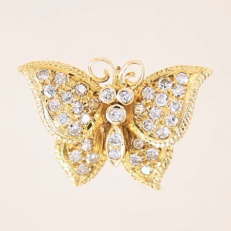 Hänge, fjäril, med diamanter ca 35 x 0,01-0,02ct, 8/8-slipade, 25x21mm, något skev, 18K  Vikt: 2,9 g