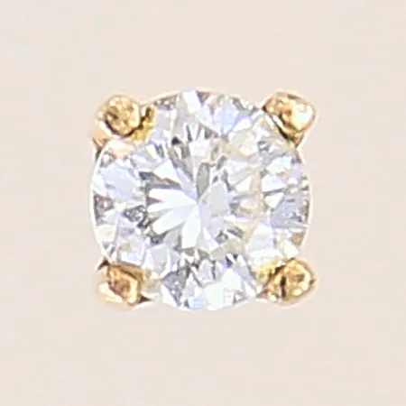 Udda örhänge med vit sten, 13x4mm, skevt stift, saknar stopp, 9K  Vikt: 0,3 g