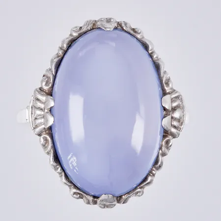 Ring med blå sten, stl: 17¾, bredd: ca 1-23mm, 835/1000, silver Vikt: 7,2 g
