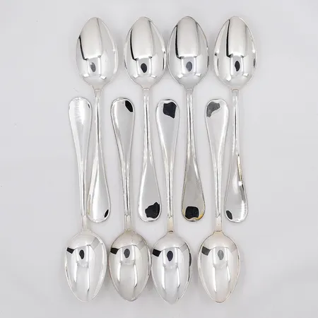 8 Bordskedar, modell Svensk rund, längd 18cm, silver 830/1000 Vikt: 319,5 g
