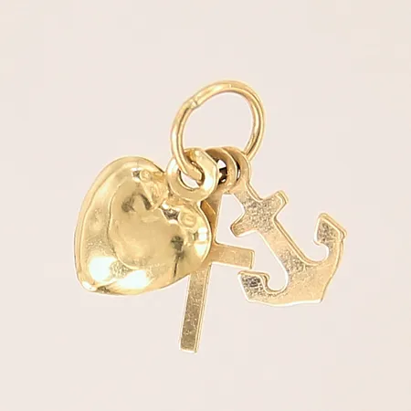 Hänge "tro, hopp och kärlek" 10x10mm, bucklor, 18K  Vikt: 0,3 g