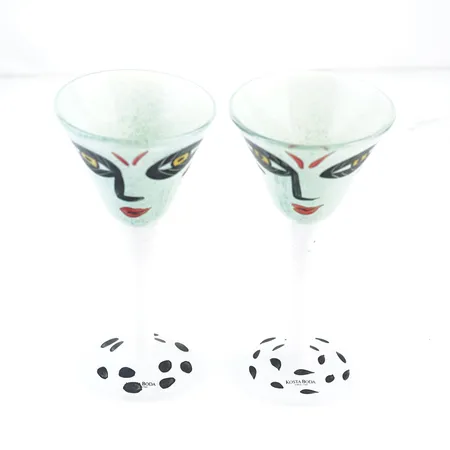 Glas 2 st, "Open minds", Ulrica Hydman-Vallien, höjd 18,5cm,