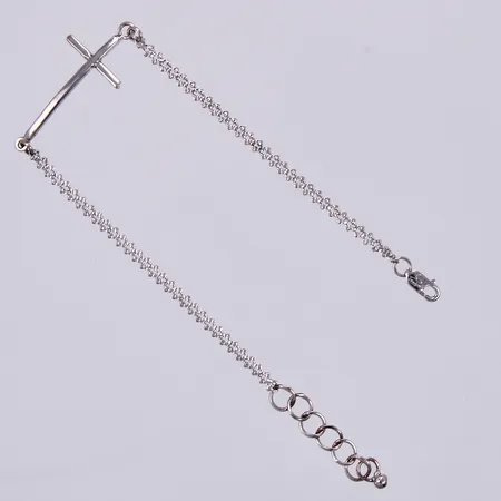 Armband med integrerat kors, längd: ca 19cm, bredd: ca 2-12mm, vitguld, 18K Vikt: 4 g