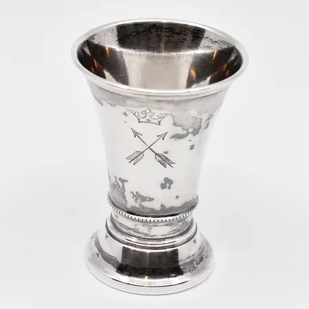 Pokal, höjd 6cm, Ø 4,5cm, graverad, K.Andersson, fläckig, silver 830/1000 Vikt: 24,6 g